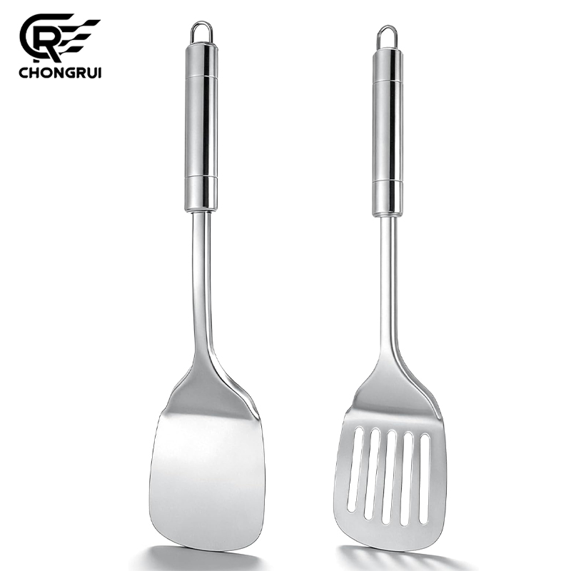 Okonomiyaki Spatula - Roestvrijstalen spatel met lange steel, geperforeerd,
